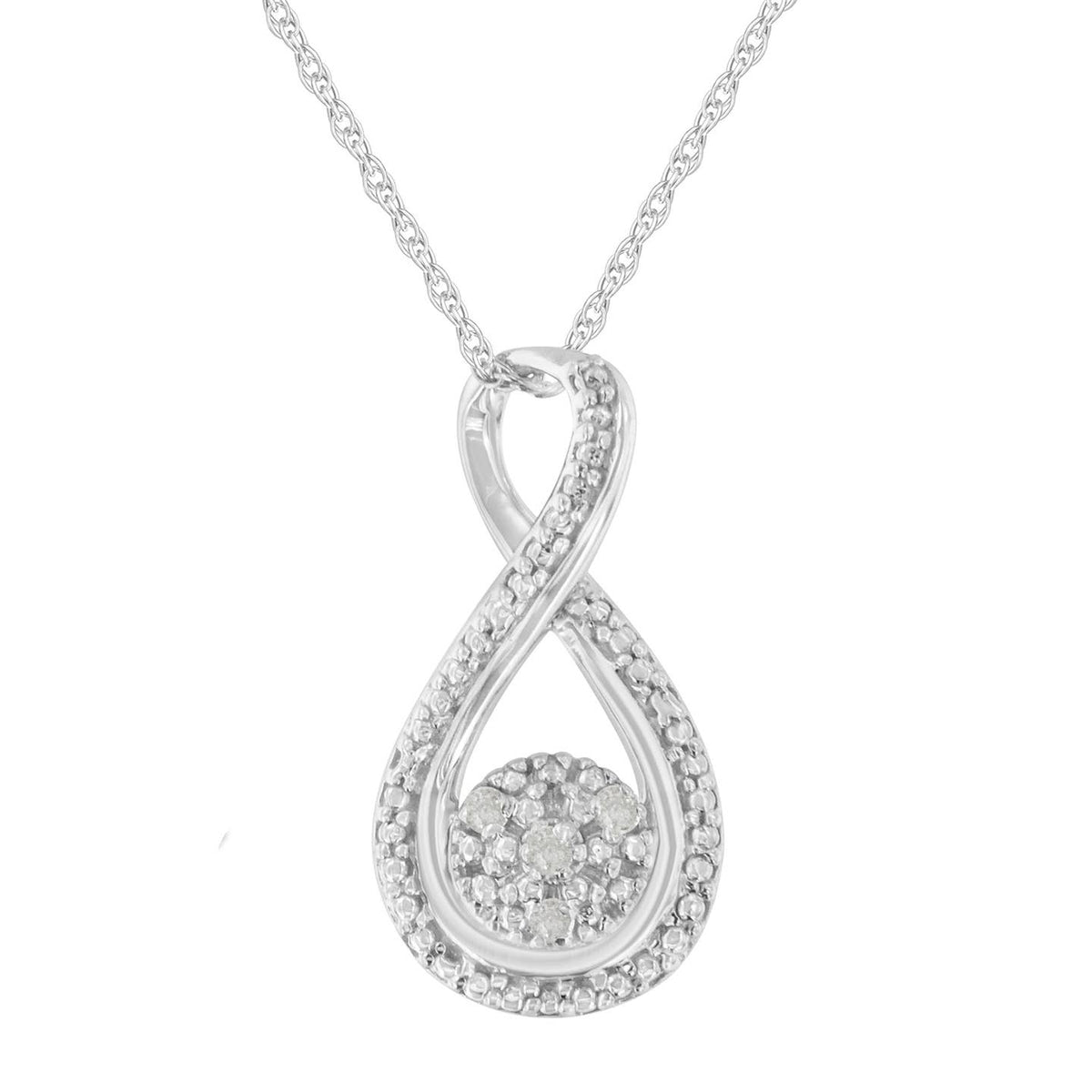 Sterling Silver Diamond Accent Infinity 18" Pendant Necklace Jewellery Luxurious Weddings