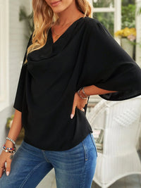 Full Size Ruched Three-Quarter Sleeve Blouse Plus Size Blouse Luxurious Weddings