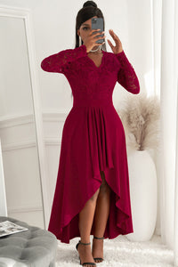Lace High-Low V-Neck Dress Mother of the bride Luxurious Weddings