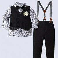 Baby Boy's Formal Gentleman Outfit with Bowtie Shirt Ringbearer Luxurious Weddings