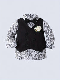 Baby Boy's Formal Gentleman Outfit with Bowtie Shirt Ringbearer Luxurious Weddings