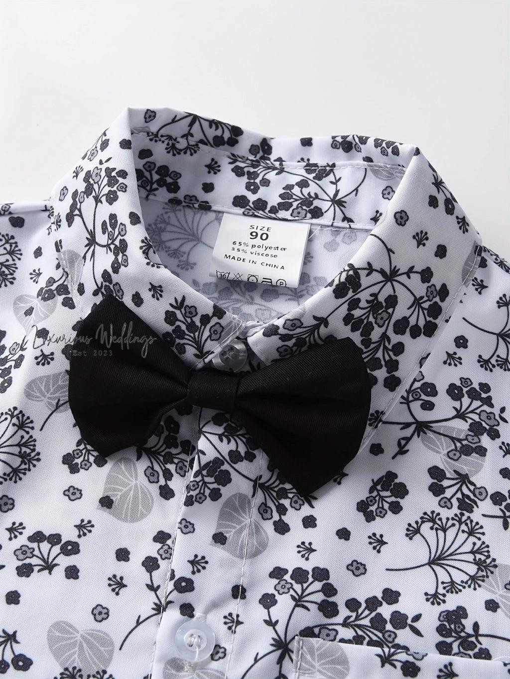 Baby Boy's Formal Gentleman Outfit with Bowtie Shirt Ringbearer - Luxurious Weddings