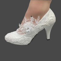 White Flower Pumps  wedding shoes