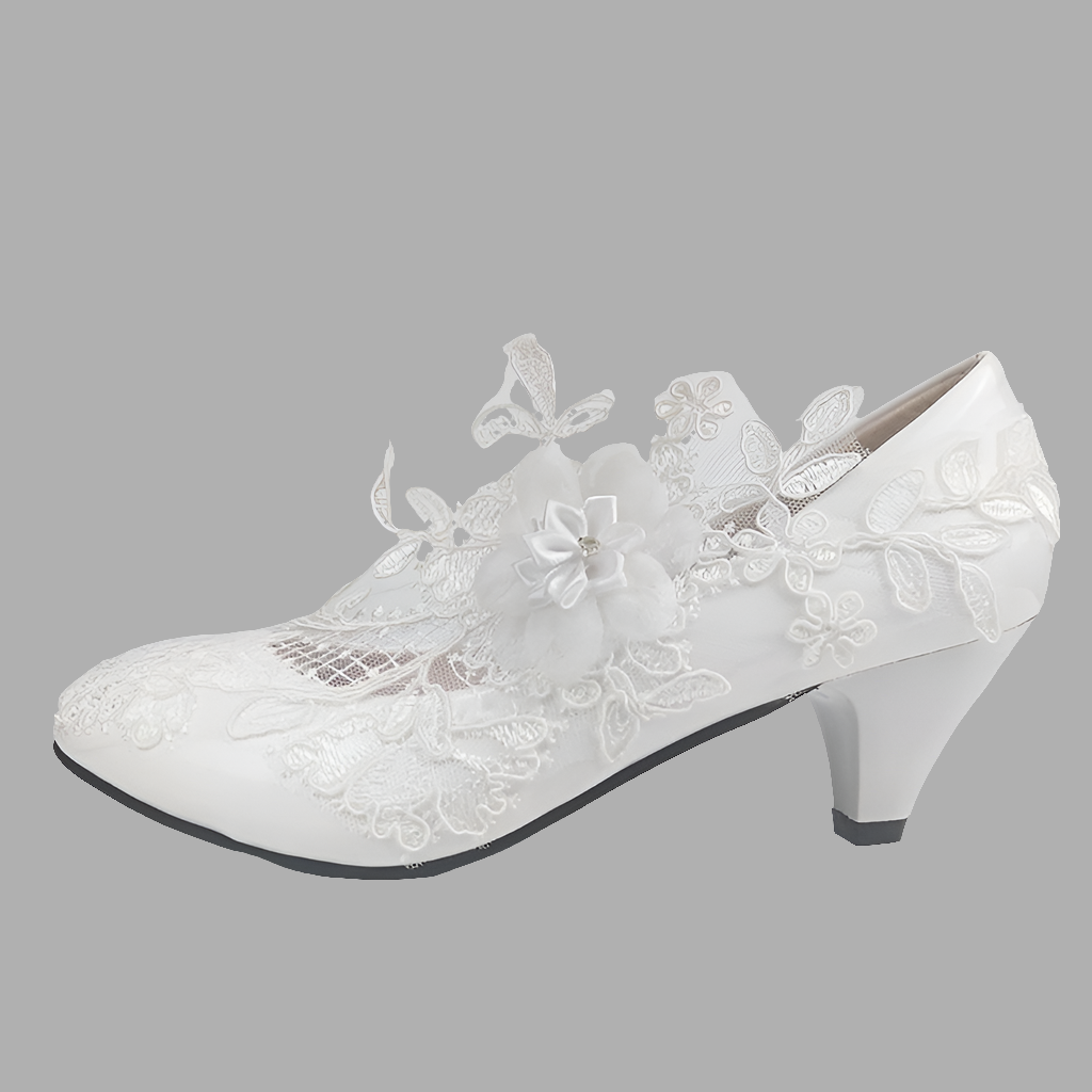 White Flower Pumps  wedding shoes