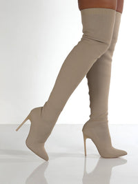 Point Toe Over Knee Stiletto Boots womens boots Luxurious Weddings