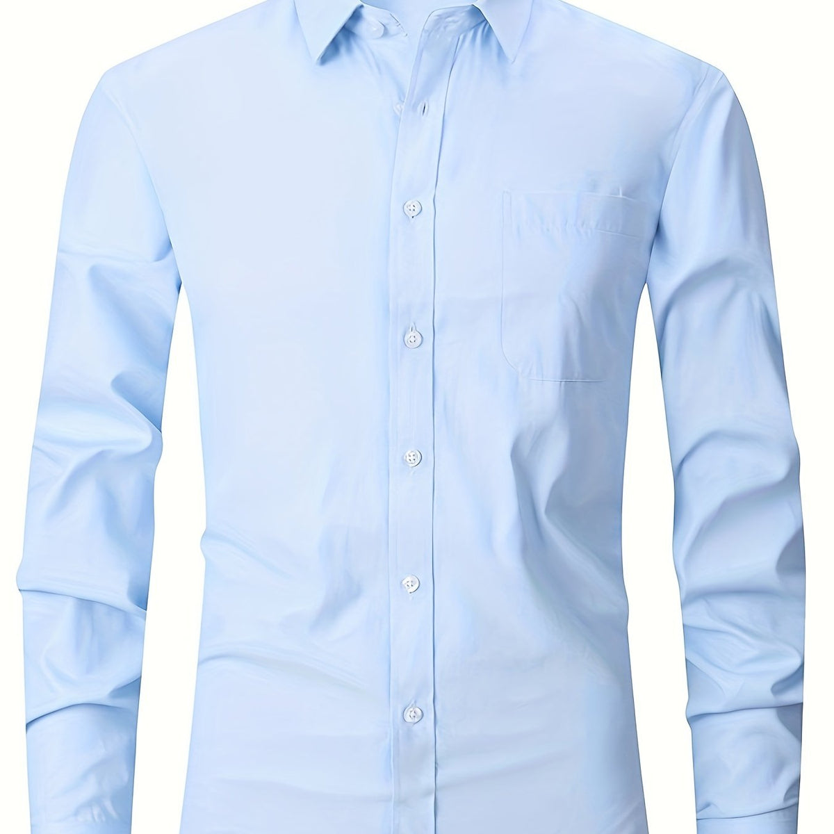 a light blue shirt with a white collar