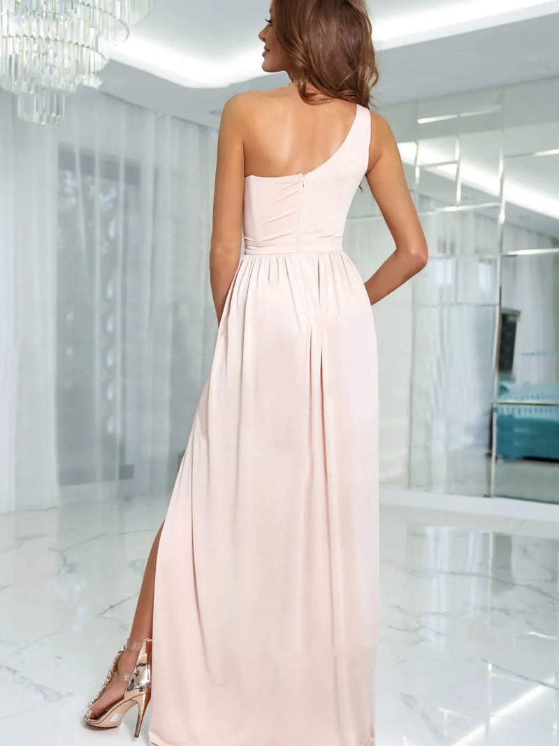 One-Shoulder High Slit Dress Maxi dress Luxurious Weddings