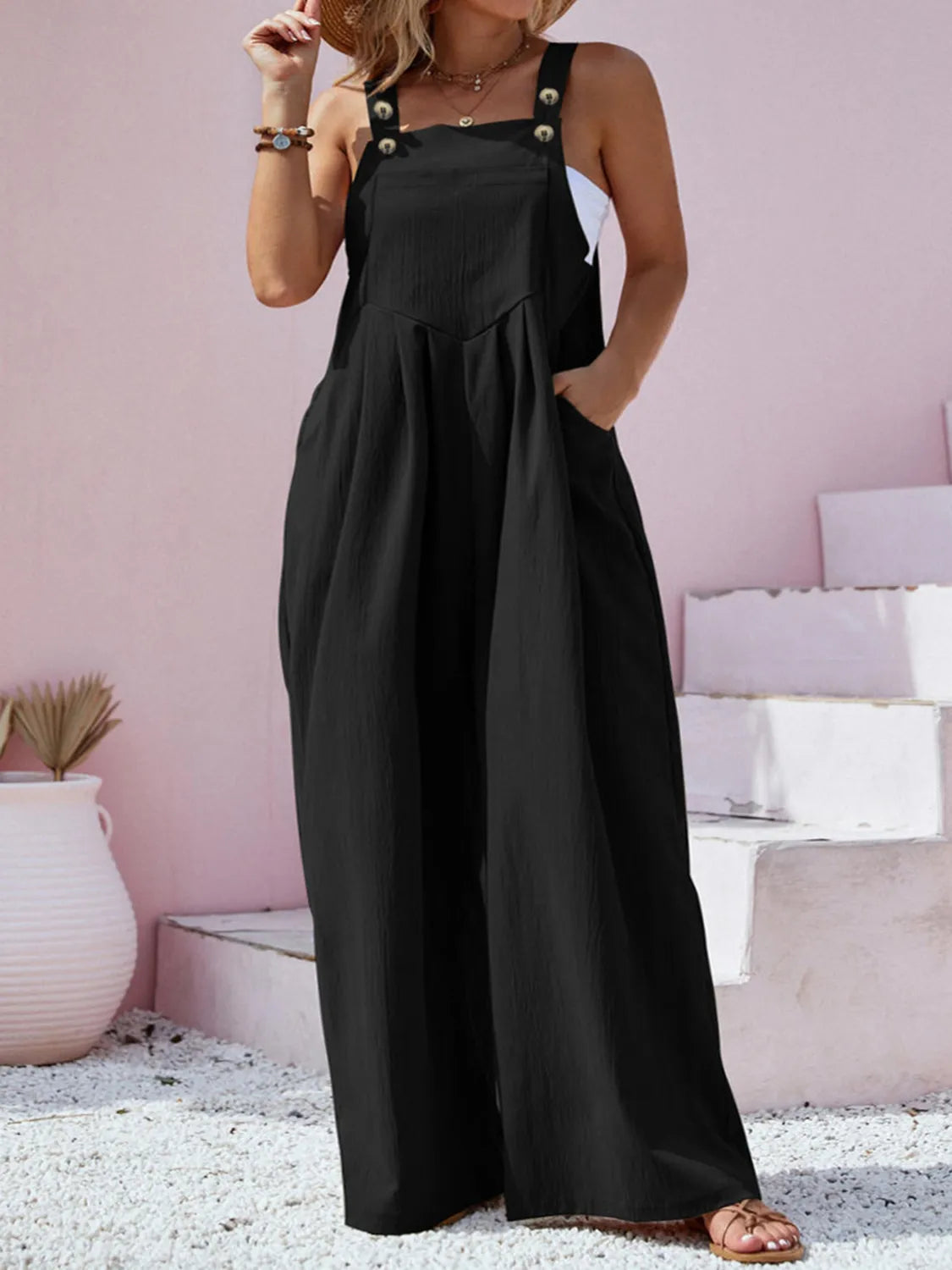 Plus Size Square Neck Wide Leg Overalls Plus size Luxurious Weddings