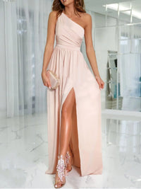 One-Shoulder High Slit Dress Maxi dress Luxurious Weddings