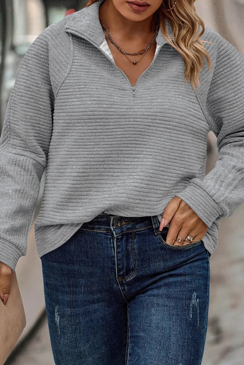 Plus Size Quarter Zip Long Sleeve T-Shirt Plus size sweater Luxurious Weddings