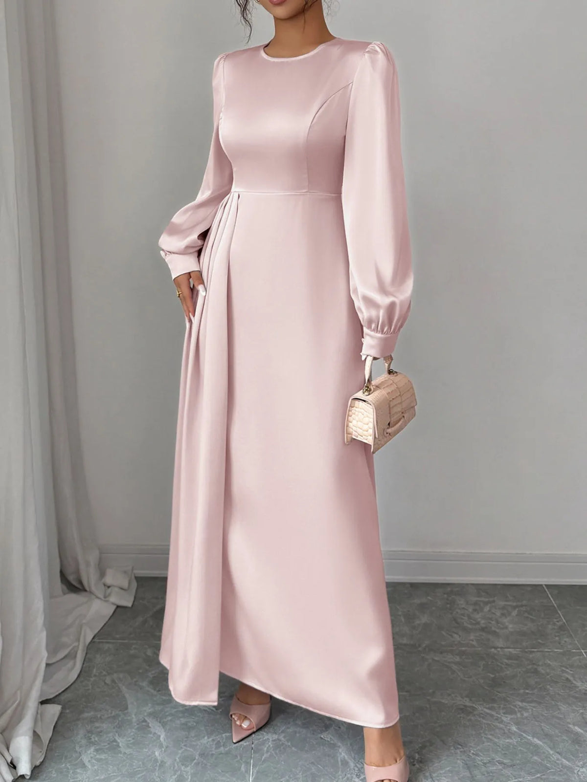 Satin Long Sleeve Maxi Dress Dresses Luxurious Weddings