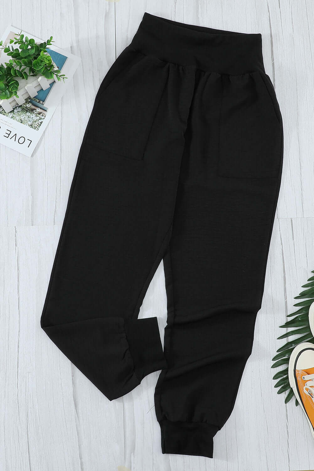 Black Pocketed Casual Joggers Bottoms/Pants & Culotte Luxurious Weddings