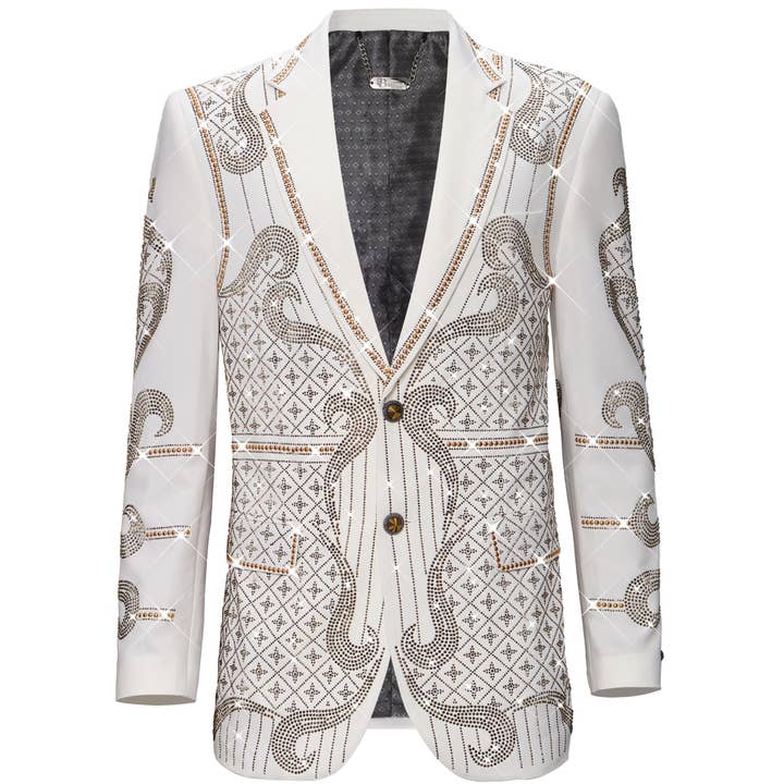 BAROCCO Men's Duke Rhinestone Design Blazer Men's Blazer Luxurious Weddings