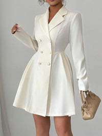 Double-Breasted Blazer Dress with Pleated Detail Formal Dress Luxurious Weddings