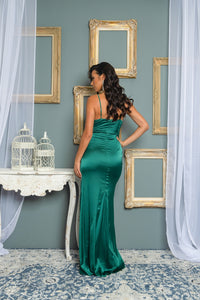 Solid Color Satin Maxi Dress | Deep Green Bridesmaid Dresses Luxurious Weddings