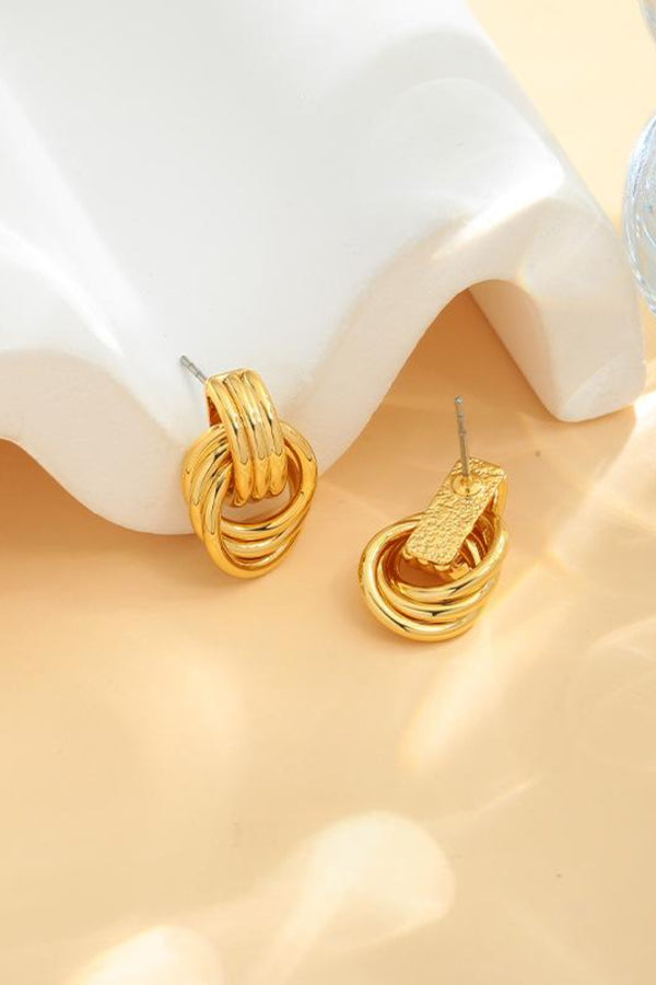 Gold-Plated Knotted Stud Earrings Luxurious Weddings