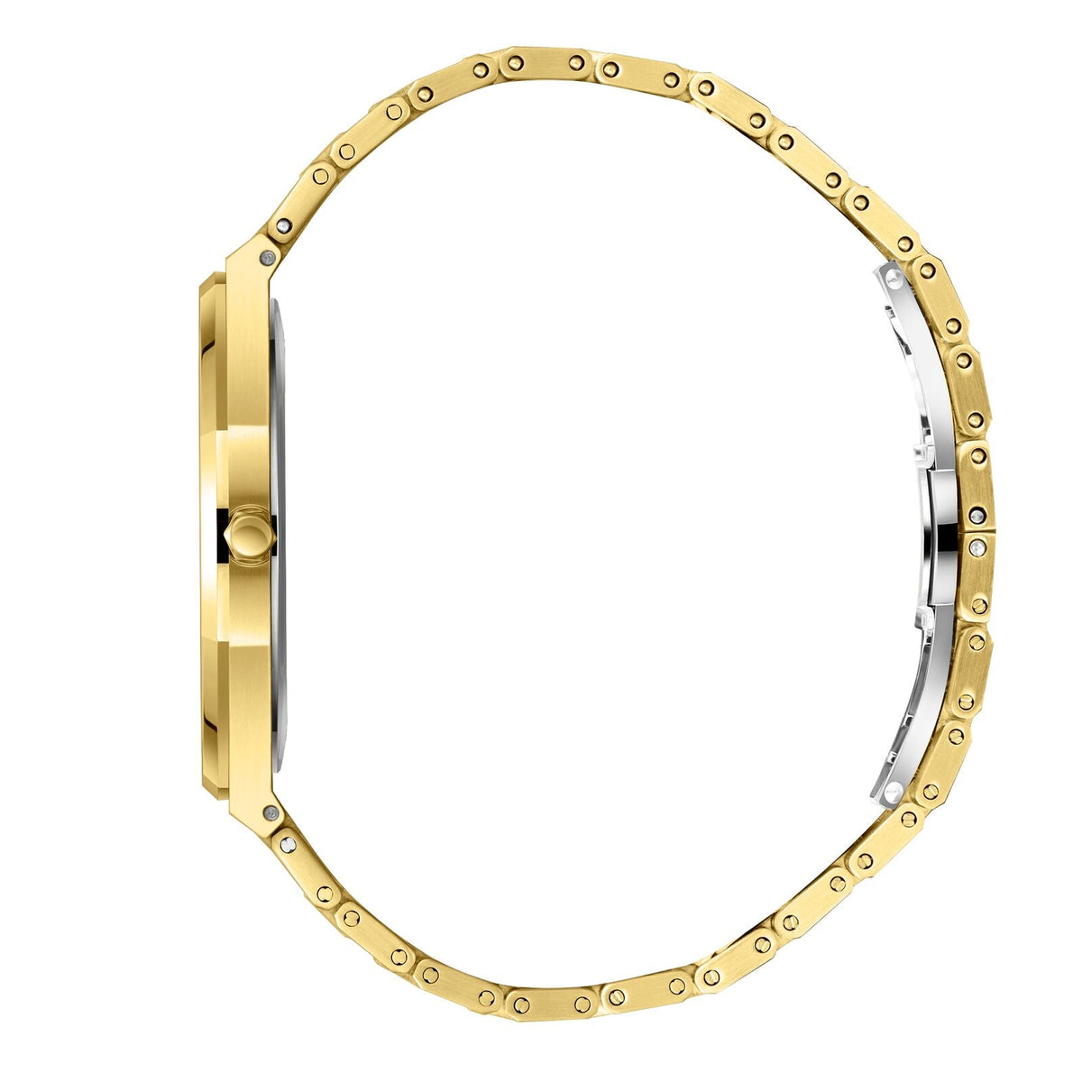 Beverly Hills Polo Club Gold Men's Watch - BP3825X.130 side view showcasing its luxurious design and gold finish.