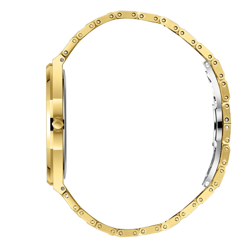 Beverly Hills Polo Club Gold Men's Watch - BP3825X.130 side view showcasing its luxurious design and gold finish.