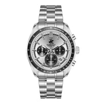 Beverly Hills Polo Club Silver Men's Watch - BP3814X.330 designer watch with a silver bracelet and tachymeter features.