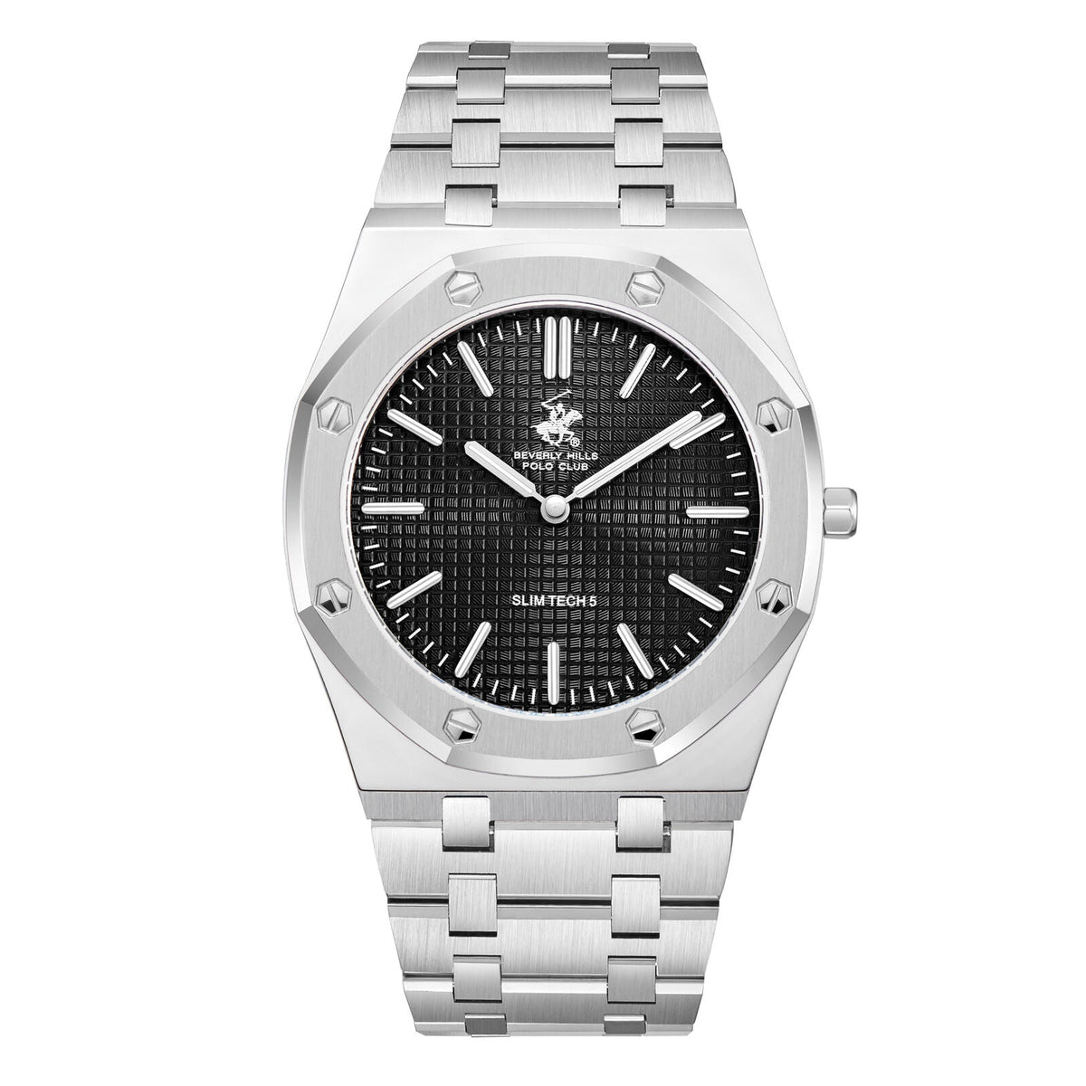 Beverly Hills Polo Club Silver Men's Watch - BP3825X.350 on a silver bracelet, a stylish designer watch for luxurious weddings.