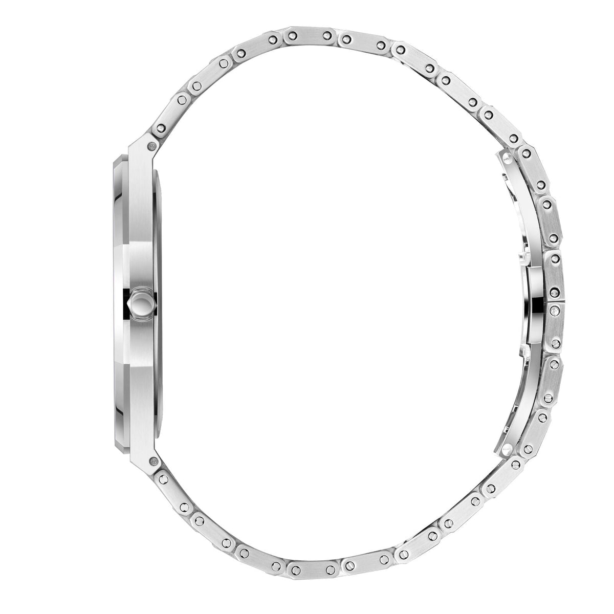 Beverly Hills Polo Club Silver Men's Watch - BP3825X.350 side view showing elegant design and silver finish.