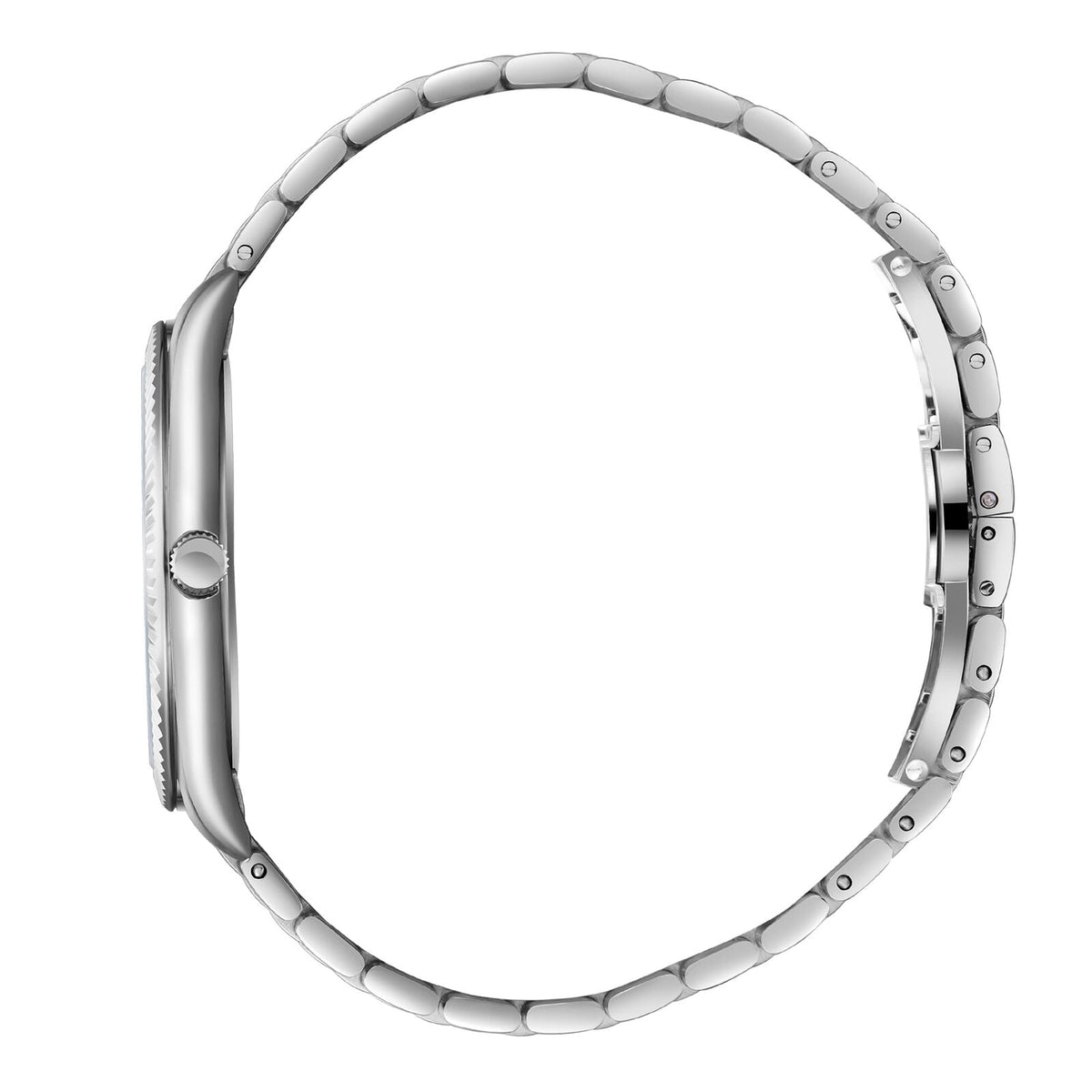 Beverly Hills Polo Club Silver Men's Watch - BP3830X.330 side view showcasing its elegant design and silver strap.