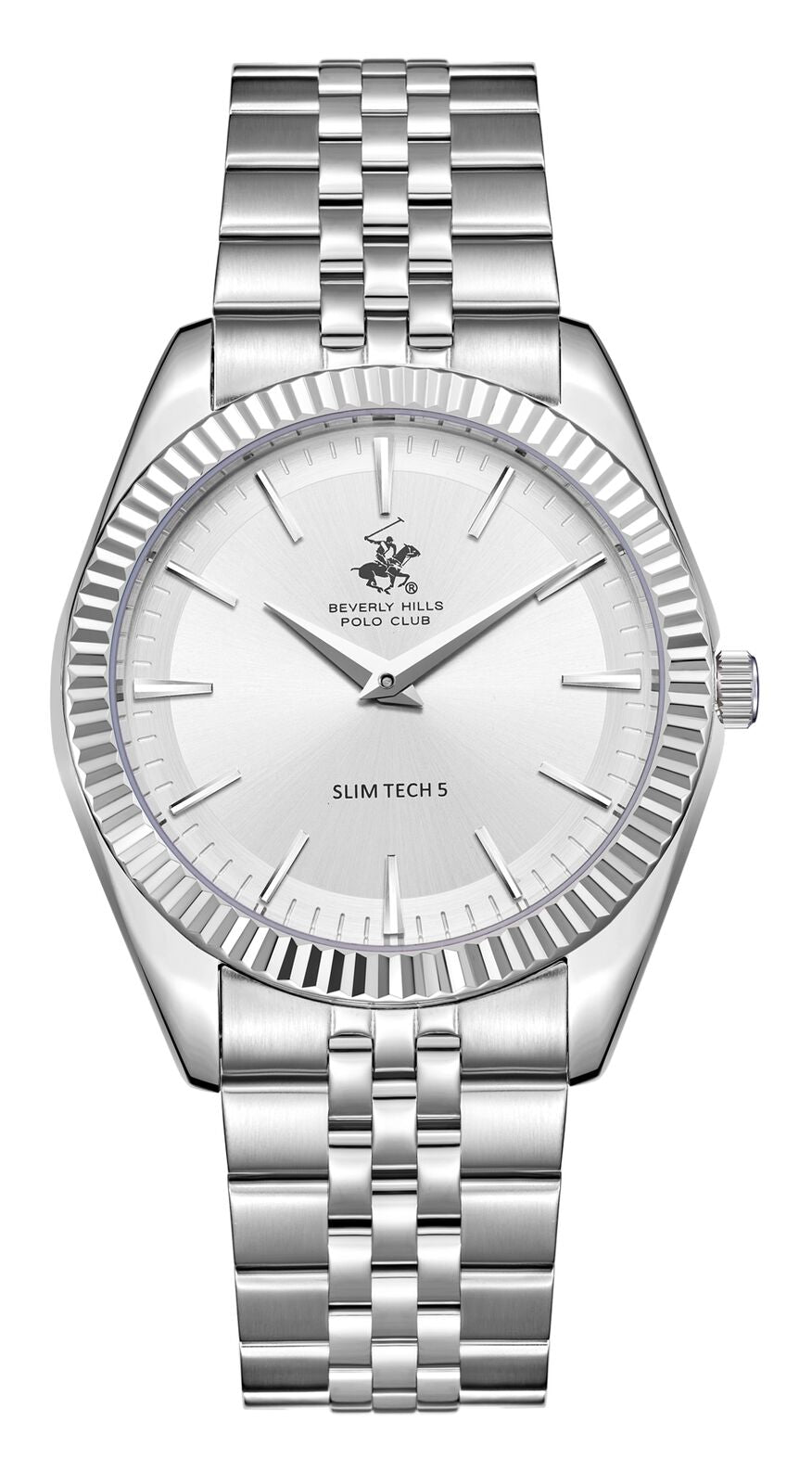 Beverly Hills Polo Club Silver Men's Watch - BP3830X.330 with silver bracelet and white dial.