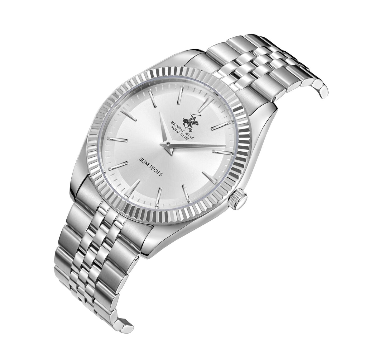 Beverly Hills Polo Club Silver Men's Watch - BP3830X.330 on a silver bracelet, featuring a sleek design and elegant look.