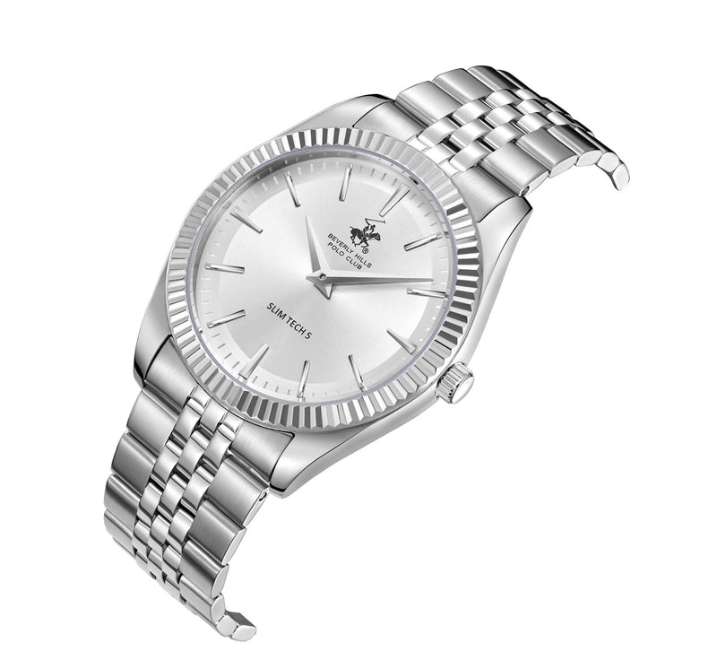 Beverly Hills Polo Club Silver Men's Watch - BP3830X.330 on a silver bracelet, featuring a sleek design and elegant look.