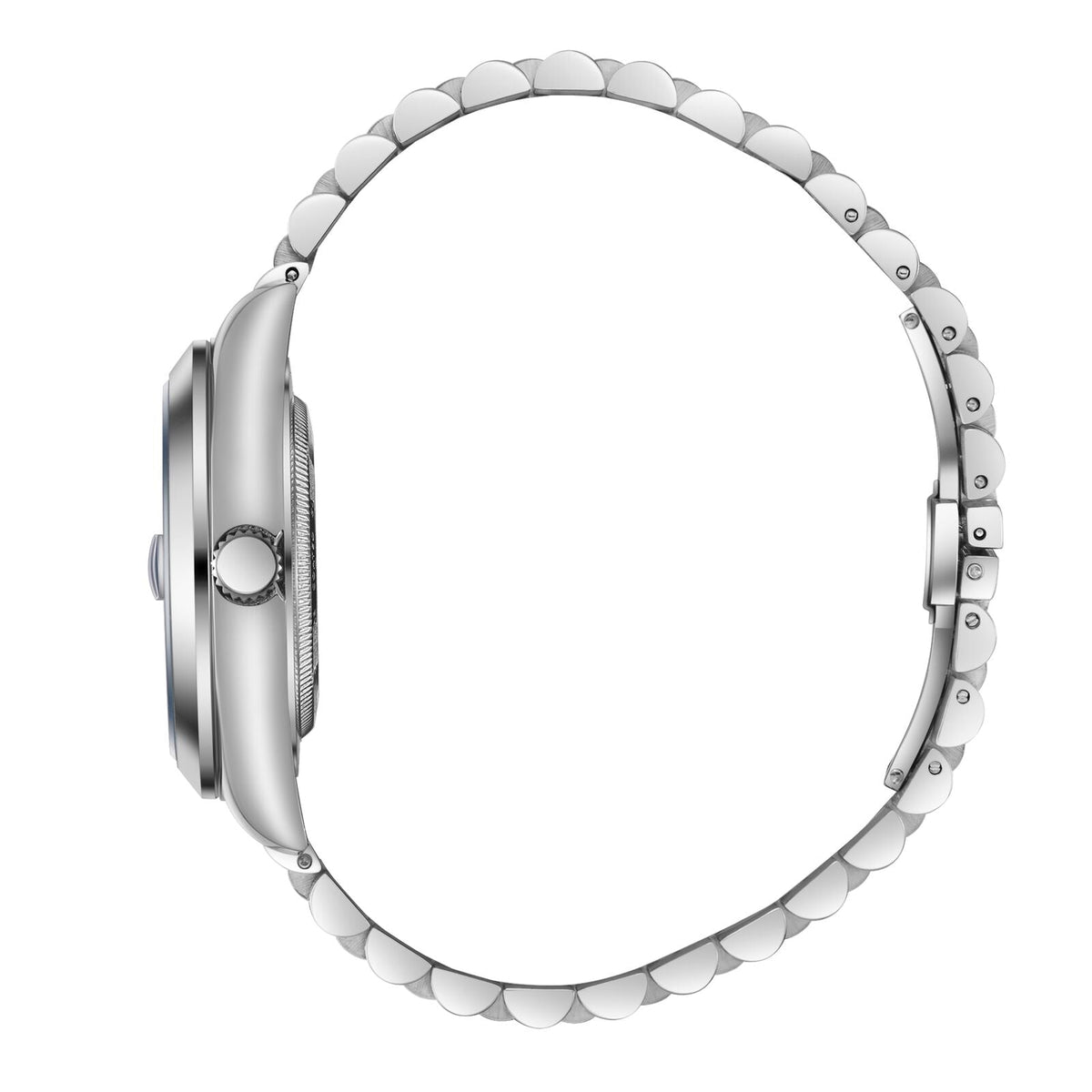 Beverly Hills Polo Club Silver Stainless Steel Men's Watch - BP3810X.330 side view showcasing elegant design and stainless steel band.