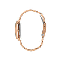 BEVERLY HILLS POLO CLUB Women's Analog Silver Sunray Dial Watch – BP3286X.430 side view with rose gold bracelet