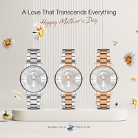 BEVERLY HILLS POLO CLUB Women's Analog Silver Sunray Dial Watch – BP3286X.430 trio display for Mother's Day.