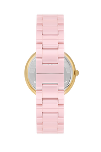 BEVERLY HILLS POLO CLUB Women's Ceramic Quartz Watch – BP3586X.180 in pink with gold accents, perfect for designer watches.