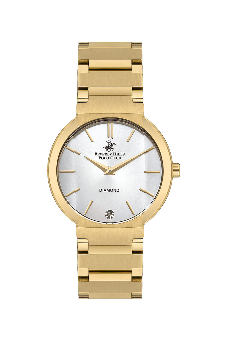 BEVERLY HILLS POLO CLUB Women’s Gold Diamond Watch – BP3568X.120 designer watch with gold band and diamond accents.