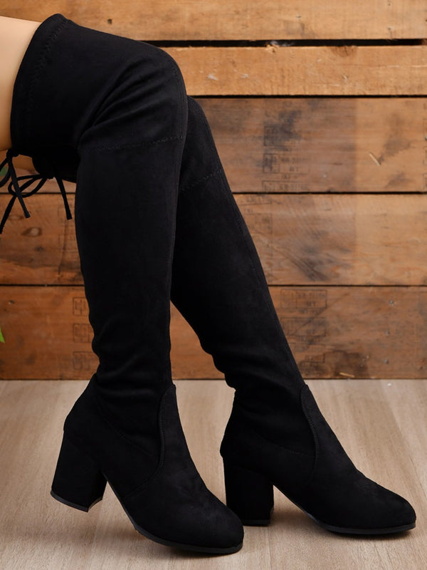 Round Toe Block Heel Boots boots Luxurious Weddings