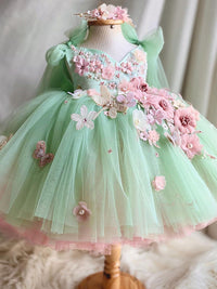 Children's Bow Mesh Bubble Skirt Dress Luxurious Weddings