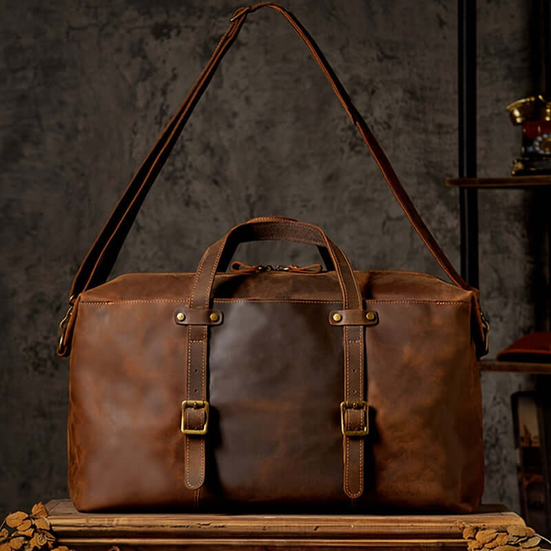 Vintage-Style Top Grain Leather Travel Bag Bags Luxurious Weddings