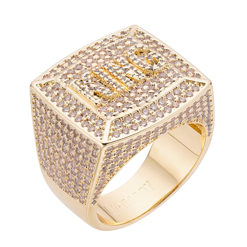 Big Daddy KING Iced Out Diamond Ring with luxurious 18K gold plating and stunning diamond-like finish.