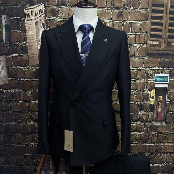 2pc Custom Men's Business Suit | Black Mens Suits Luxurious Weddings