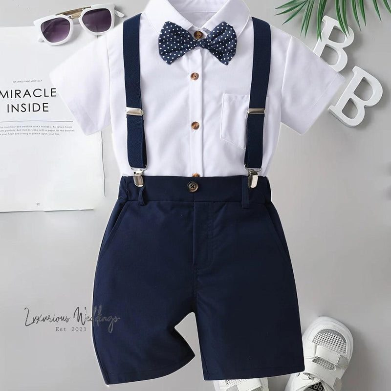 Boys Formal Outfit Set - Shirt, Bowtie, Pants, and Suspenders Boys Formal Outfit Luxurious Weddings