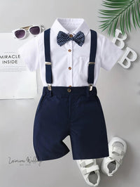 Boys Formal Outfit Set - Shirt, Bowtie, Pants, and Suspenders - Perfect for Weddings and Special Occasions - Luxurious Weddings