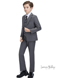 Boys Formal Suit Set - 4PCS Jacket, Pants, Vest, Tie - Wedding/Banquet Dress - Luxurious Weddings