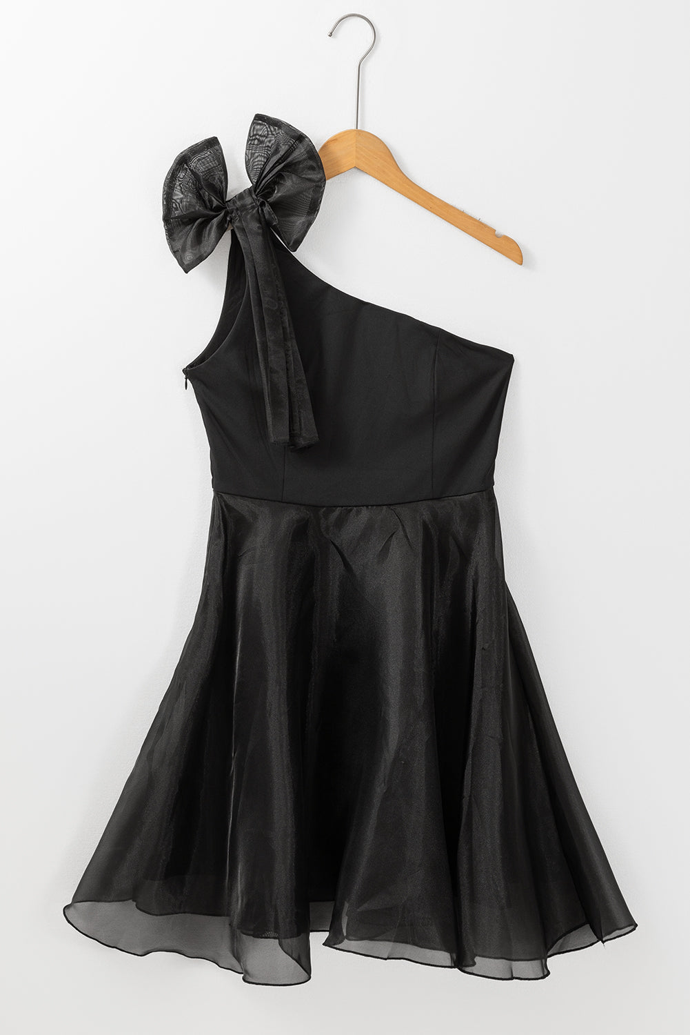 Black Bowtie Tulle Overlay Skater Dress