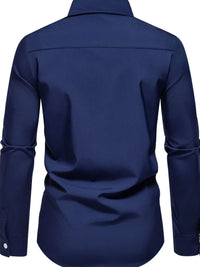 Men's Button-Down Shirt with Checkered Contrast Trim Shirt Luxurious Weddings