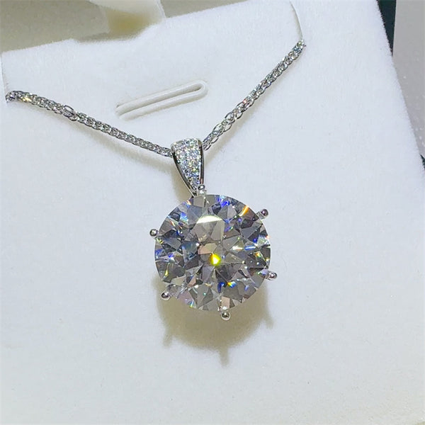 10 Carat Moissanite 925 Sterling Silver Pendant Necklace Luxurious Weddings