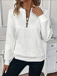 Texture Half Zip Long Sleeve Sweatshirt sweater Luxurious Weddings