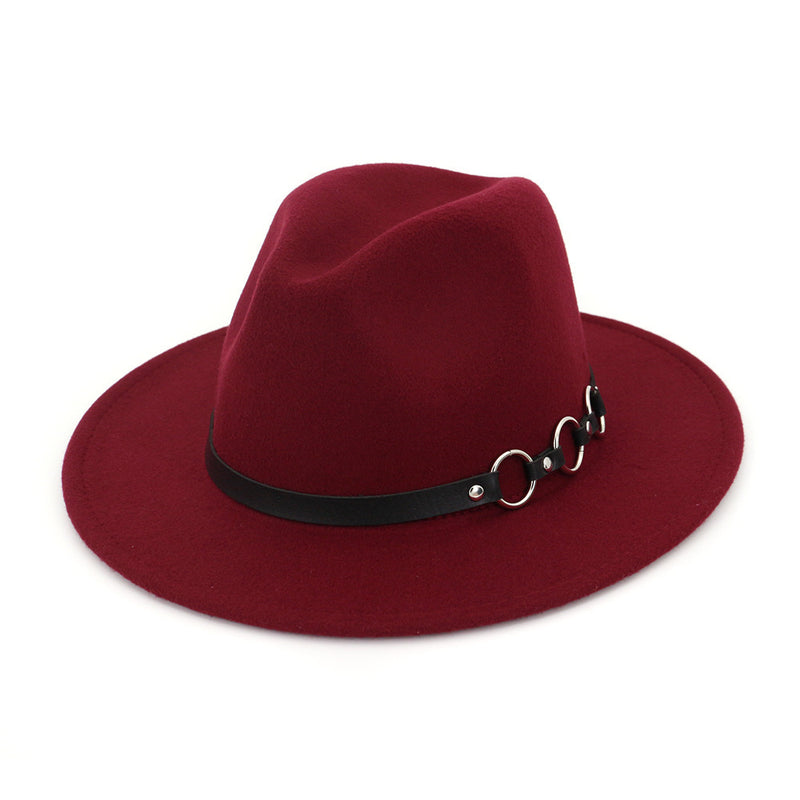 60cm Woolen Fedora Hat | Burgandy
