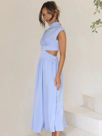 Cutout Mock Neck Sleeveless Ruched Dress Sleeveless dress Luxurious Weddings