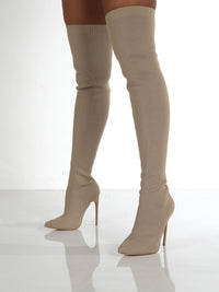 Point Toe Over Knee Stiletto Boots womens boots Luxurious Weddings