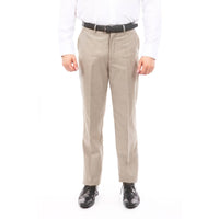 Slim Fit Flat Front Solid Color Formal Dress Pants Dk Tan Dress Pants Luxurious Weddings